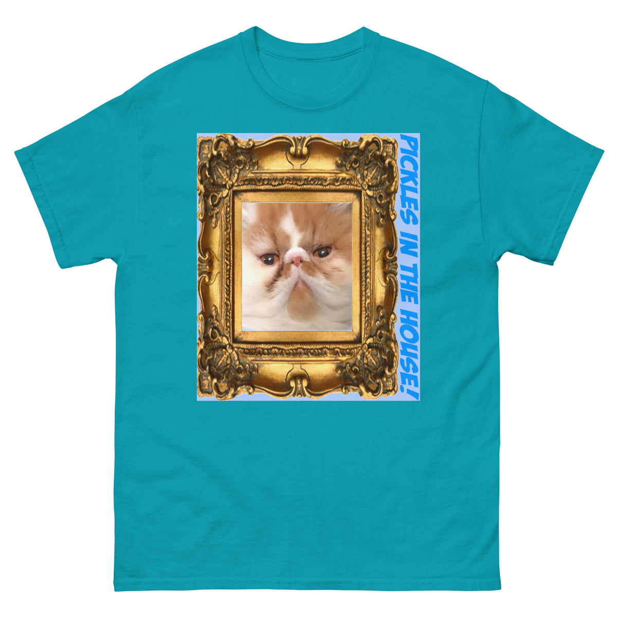 Pickles in the House Framed v1 unisex classic tee in tropical blue